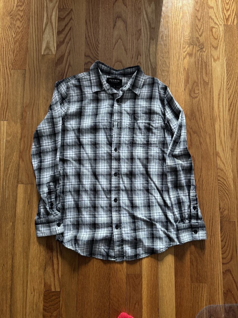 Pacsun Mens Flannel Shirt Size Small White And Black Color
